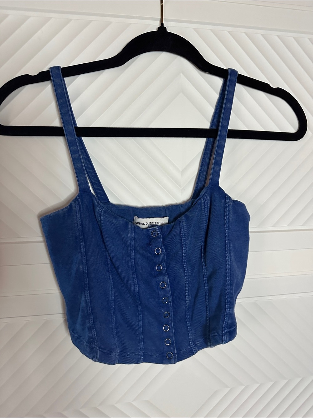 Urban Outfitters Blue Denim Button-Front Cropped Tank Top